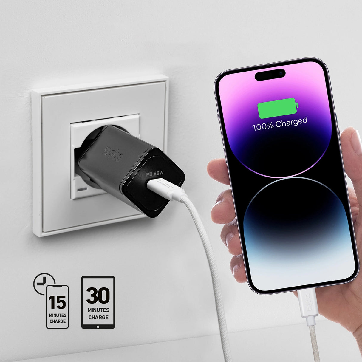 SBS TETRGAN1C65W 65W GaN Power Delivery Charger - sort