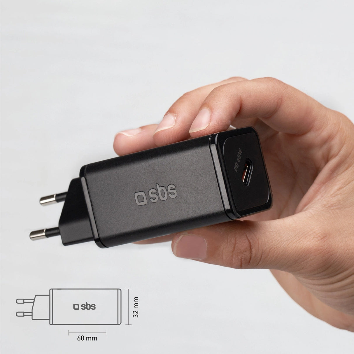 SBS TETRGAN1C65W 65W GaN Power Delivery Charger - sort