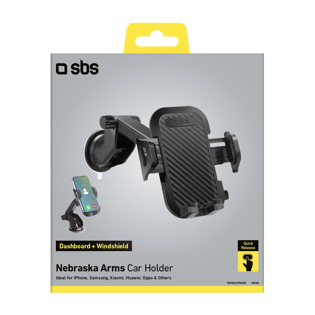 SBS TEHWSUPWIND smartphone holder teleskopisk med sugekop - sort