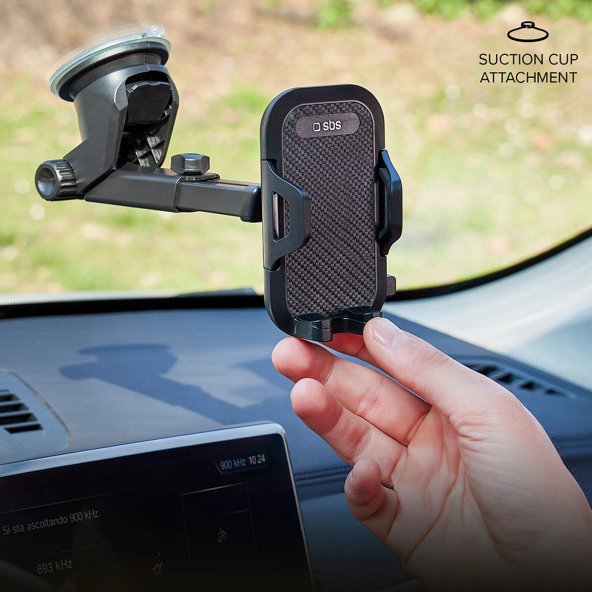 SBS TEHWSUPWIND smartphone holder teleskopisk med sugekop - sort