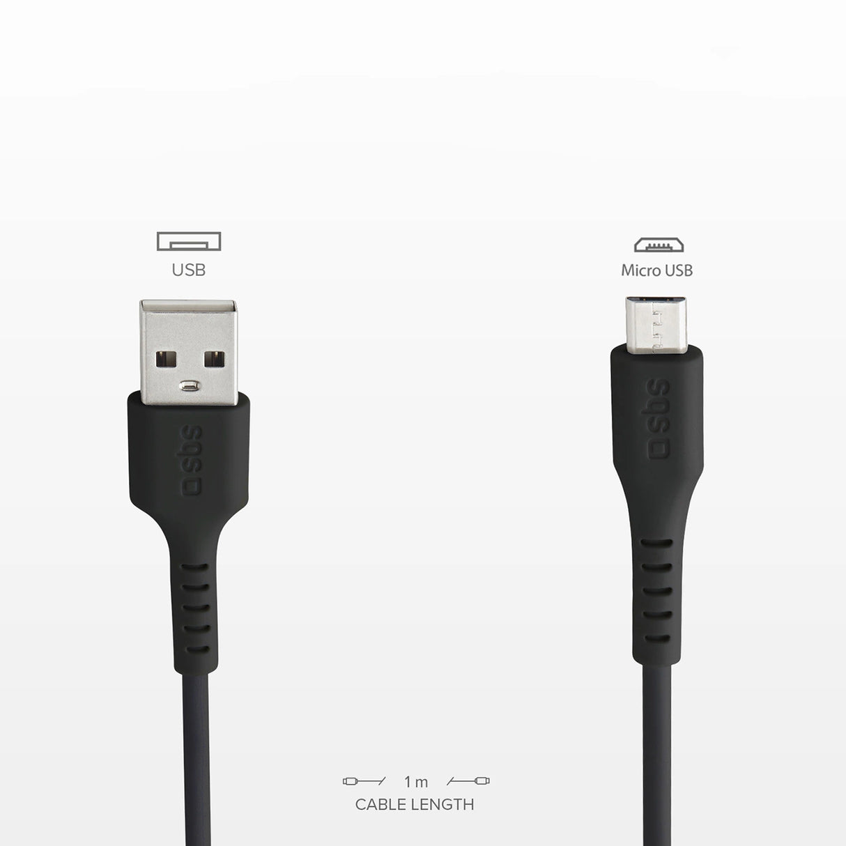 SBS LTHL200 USB-A - Micro-USB-kabel 1m - sort
