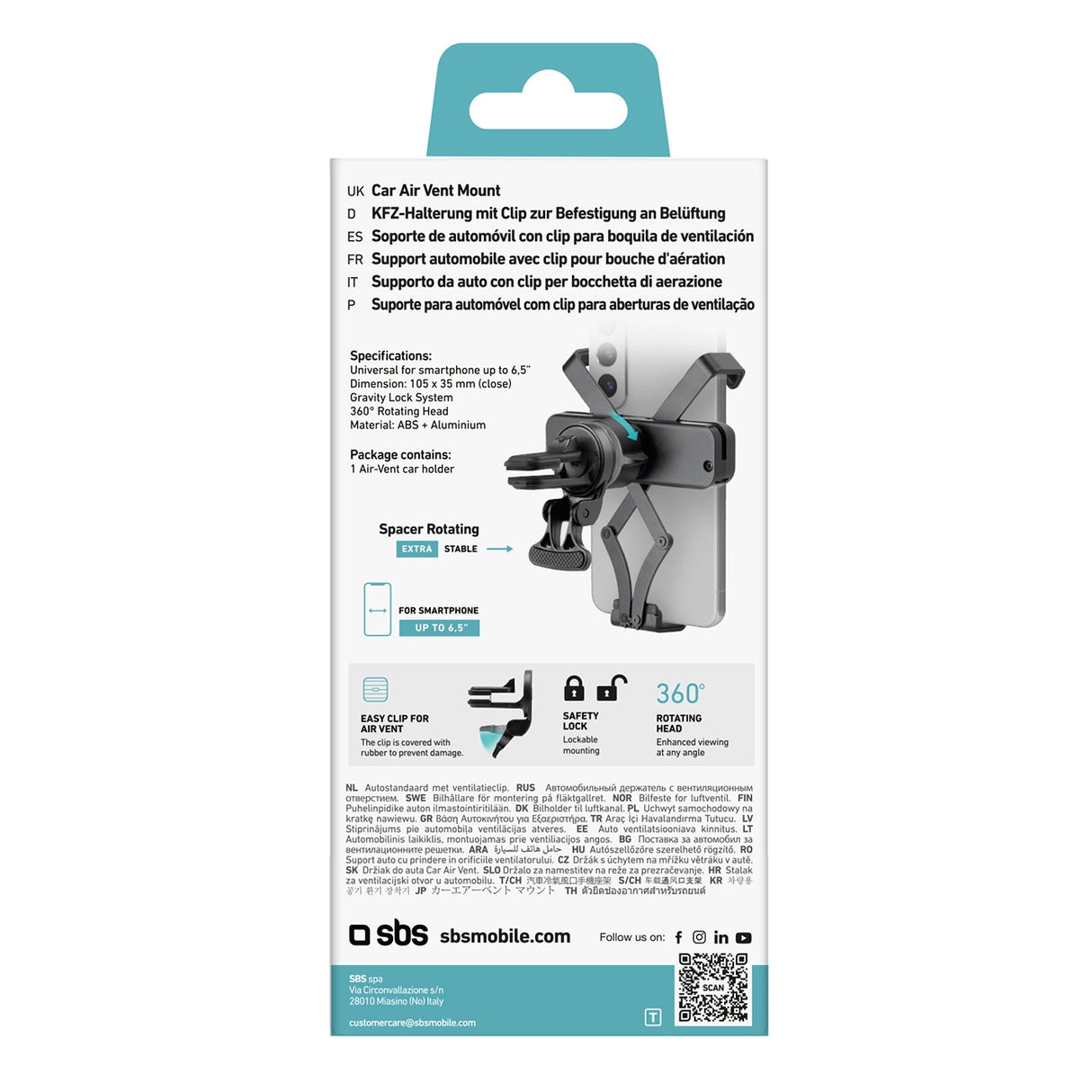 SBS TESUPGRAVSTD tyngdekraft smartphone holder - sort