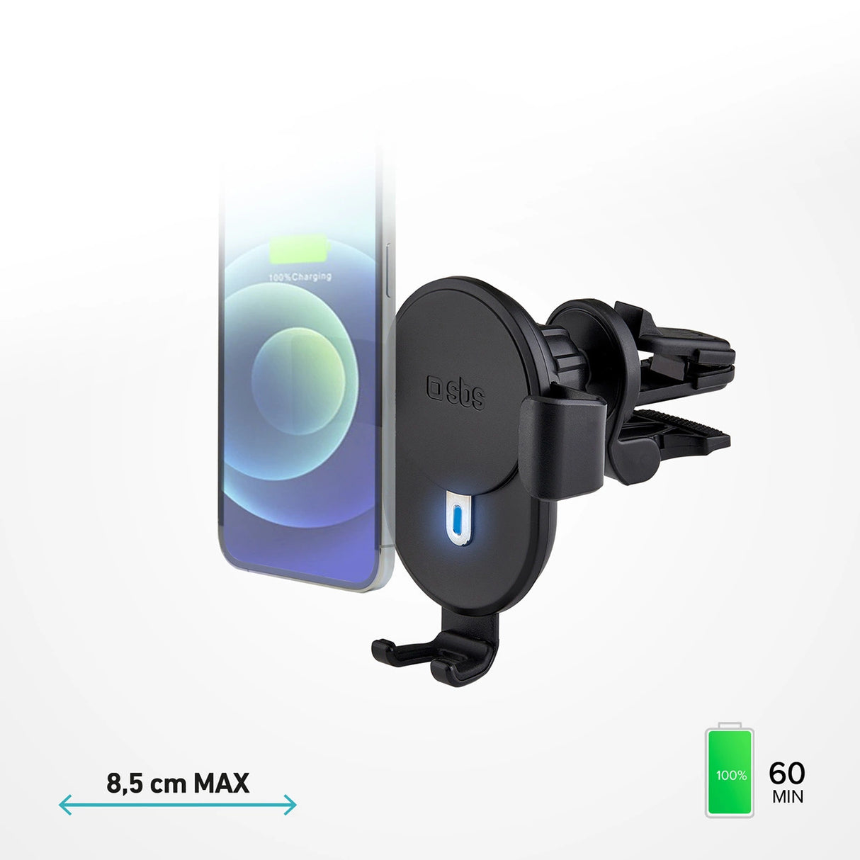 Smartphone holder med induktiv oplader SBS TESUPWIR10CLIPSTG 10W - sort