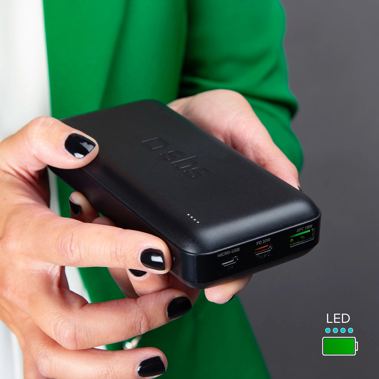 Powerbank SBS TTBB20000PD20K 20000 mAh 20W PD USB-C, USB-A, Micro-USB - sort