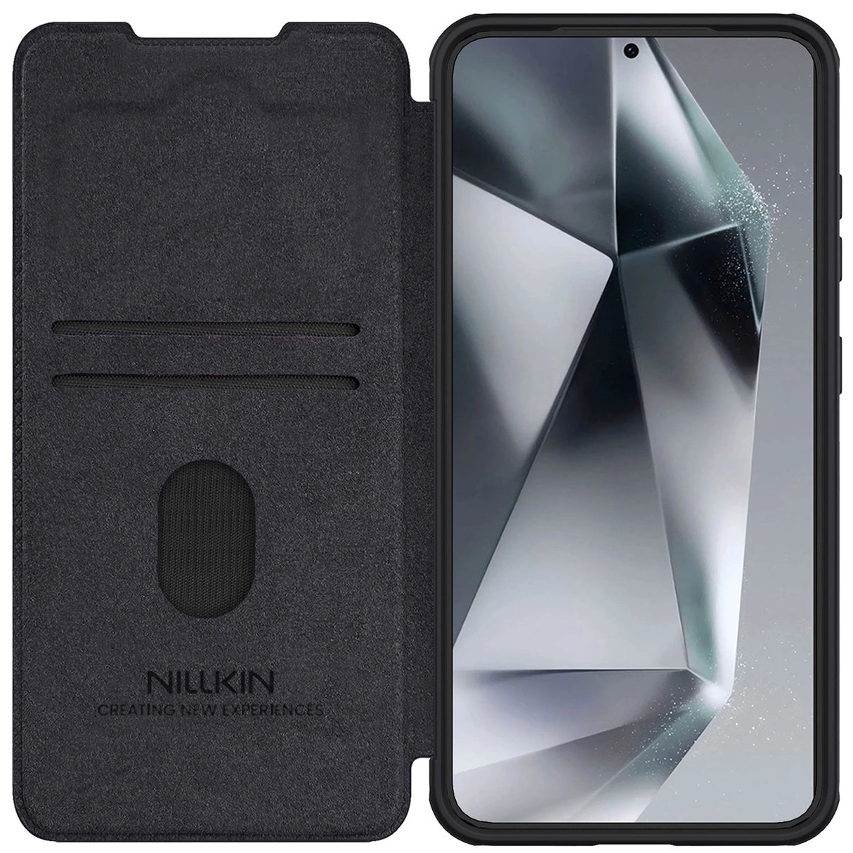 Nillkin Qin Pro Case til Samsung Galaxy S25 med Flip og Camera Cover - sort