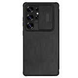Nillkin Qin Pro Case til Samsung Galaxy S25 Ultra med Flip og Camera Cover - sort