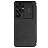 Nillkin Qin Pro Case til Samsung Galaxy S25 Ultra med Flip og Camera Cover - sort