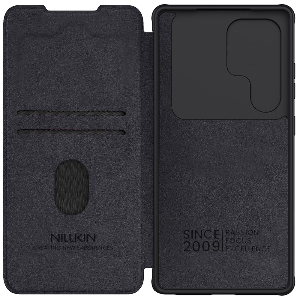 Nillkin Qin Pro Case til Samsung Galaxy S25 Ultra med Flip og Camera Cover - sort