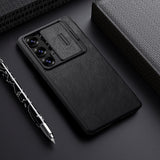 Nillkin Qin Pro Case til Samsung Galaxy S25 Ultra med Flip og Camera Cover - sort