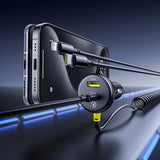 Baseus Circular 60W USB-A + USB-C Biloplader med indbygget Lightning + USB-C Kabel 1,4 m - sort