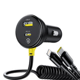 Baseus Circular 60W USB-A + USB-C Biloplader med indbygget Lightning + USB-C Kabel 1,4 m - sort