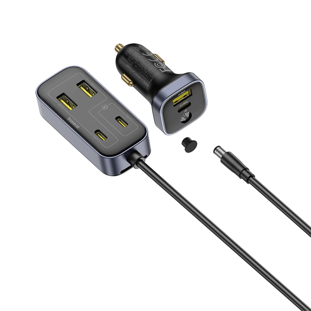 Baseus BackseatPal L1 110W Car Charger 3 x USB-A + 3 x USB-C with 1.5m Extension Cable - Black