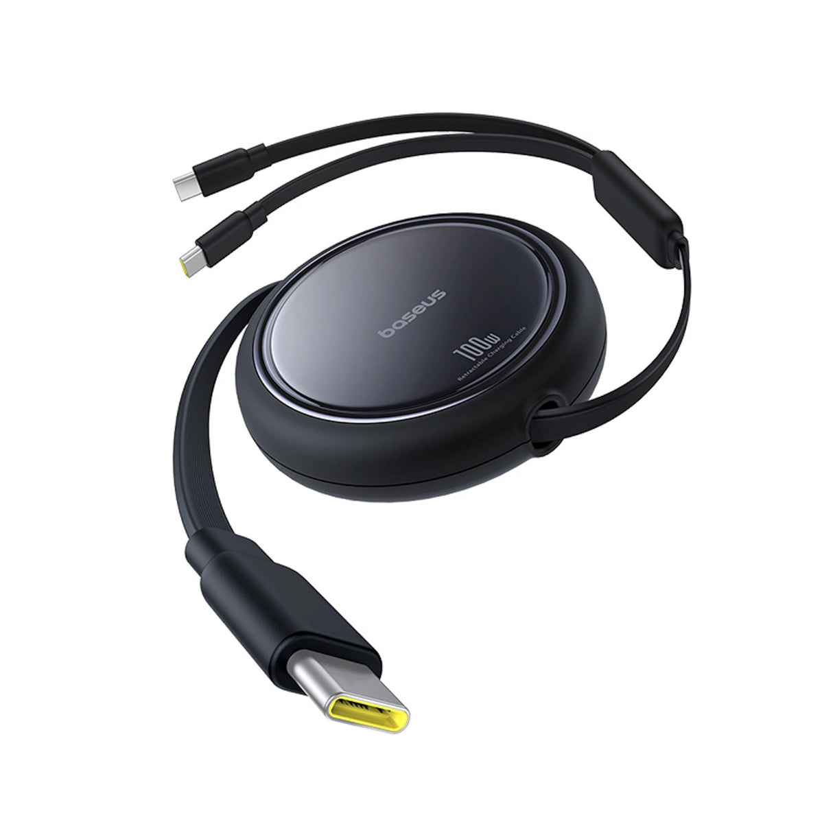 Baseus Bright Mirror-serie USB-C udtrækbar kabel - 2 x USB-C 100W 1m - sort