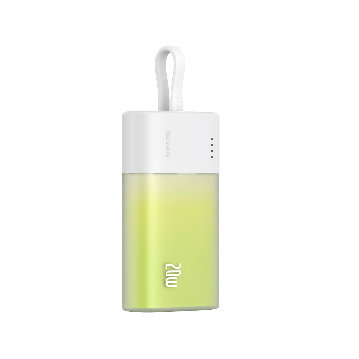Baseus Popsicle 5200mAh 20W Powerbank med indbygget lynkabel (+ hvid Baseus Simple USB-C - USB-C 60W / 20V / 3A / 30cm kabel) - hvid-grøn