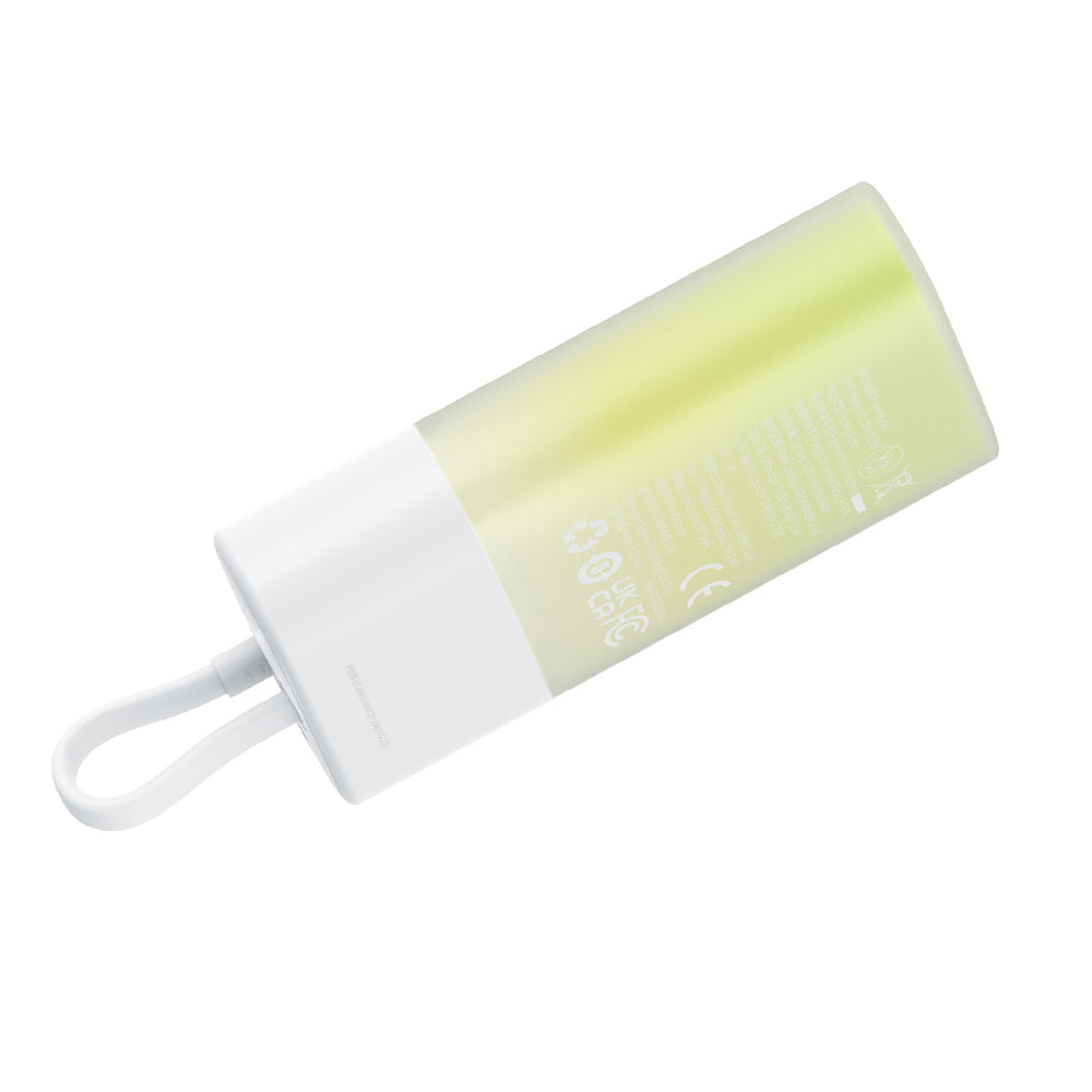 Baseus Popsicle 5200mAh 20W Powerbank with Built-in Lightning Cable (+ White Baseus Simple USB-C - USB-C 60W/20V/3A/30cm Cable) - White-Green