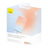 Baseus Popsicle 5200mAh 20W Powerbank med indbygget lynkabel (+ hvid Baseus Simple USB-C - USB-C 60W / 20V / 3A / 30cm kabel) - Blå-Orange