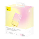 Baseus Popsicle 5200mAh 20W Powerbank med indbygget lynkabel (+ hvid Baseus Simple USB-C - USB-C 60W / 20V / 3A / 30cm kabel) - gul-rosa