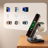 Joyroom JR-W15 trådløs oplader 3 i 1 opladningsplads med MagSafe - sort