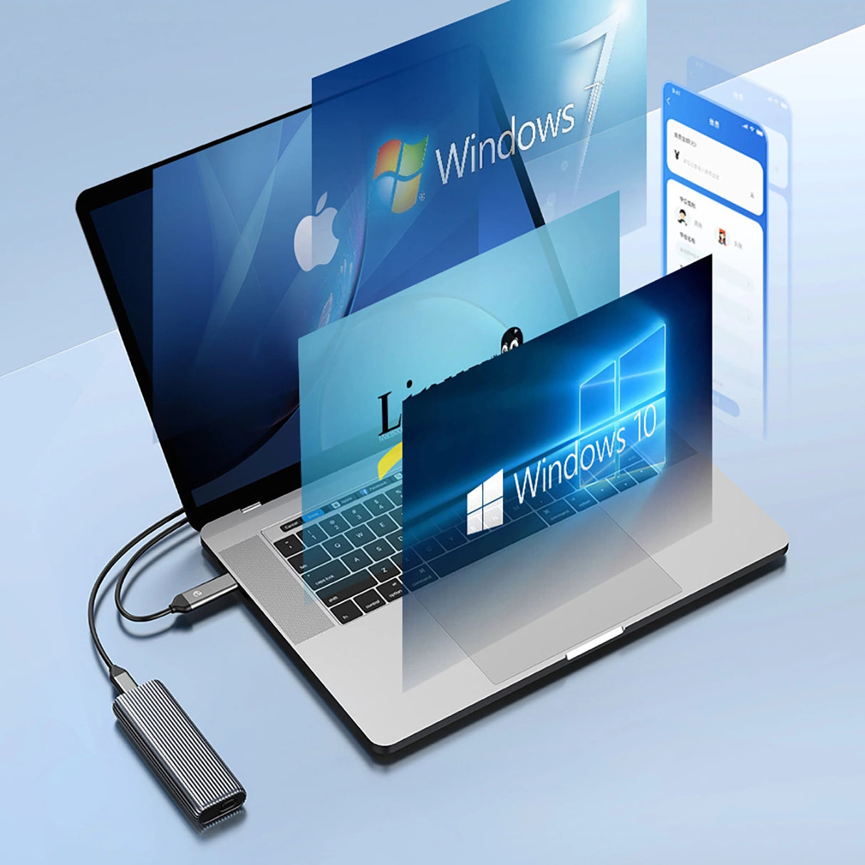Orico AM2C3-G2 M.2 NVME USB-C 3.2 Disk Drive - Grå