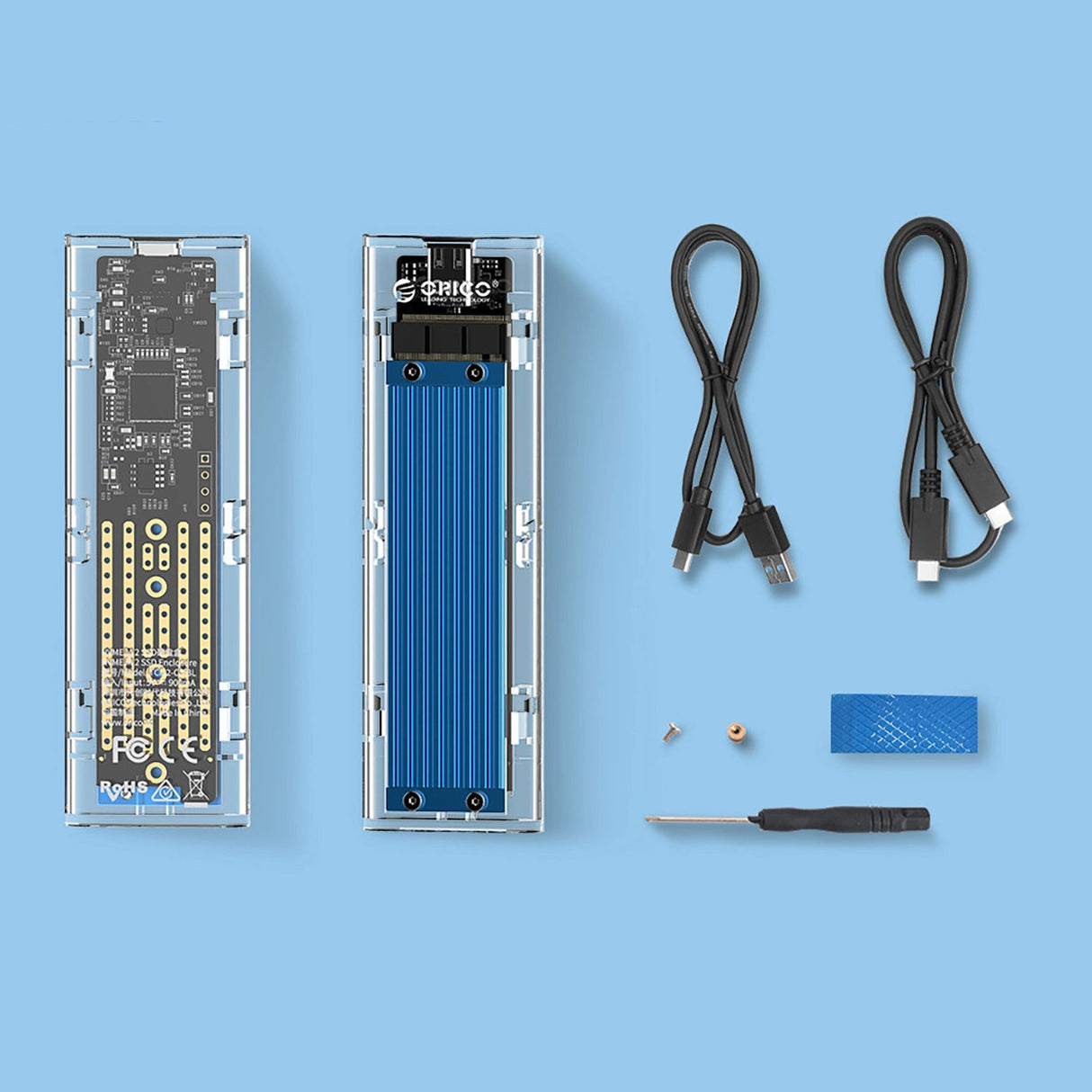 Orico TCM2-C3 M.2 NVME til USB-C 10Gb/s Disk Drive - Blå