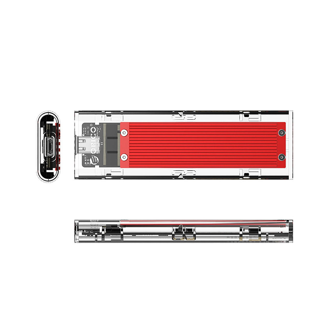 Orico TCM2-C3 M.2 NVME til USB-C 10Gb/s Disk Drive - Rød