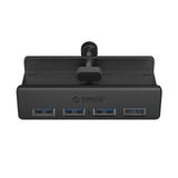 Orico MH4PU Hub Clamp-Mounted 4x USB-A 3.0 - sort