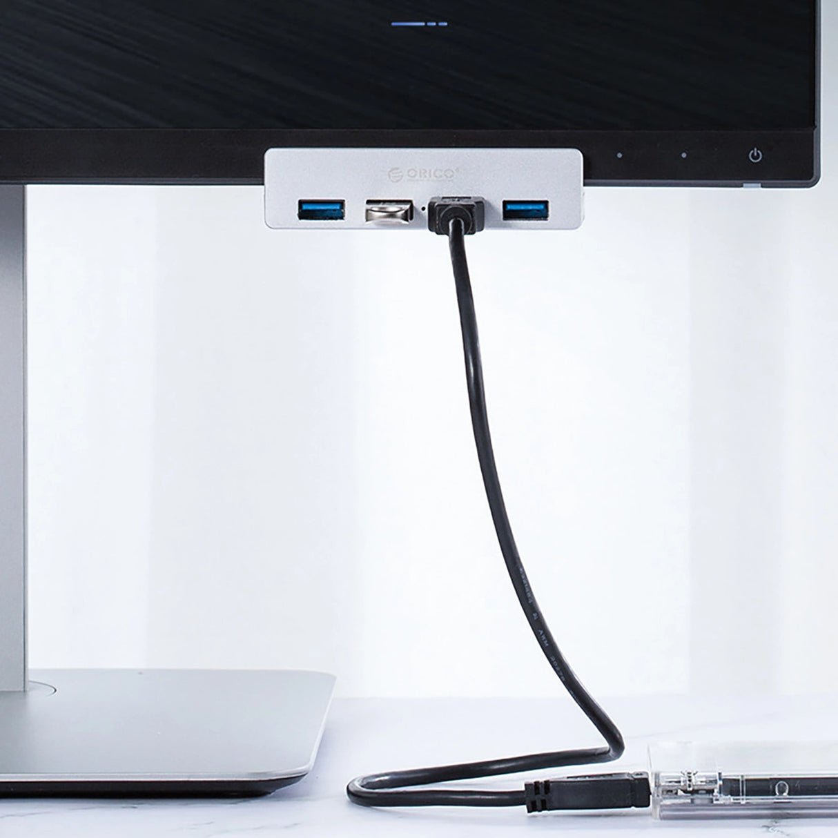 Orico MH4PU Hub Clamp-Mounted 4x USB-A 3.0 - Sølv