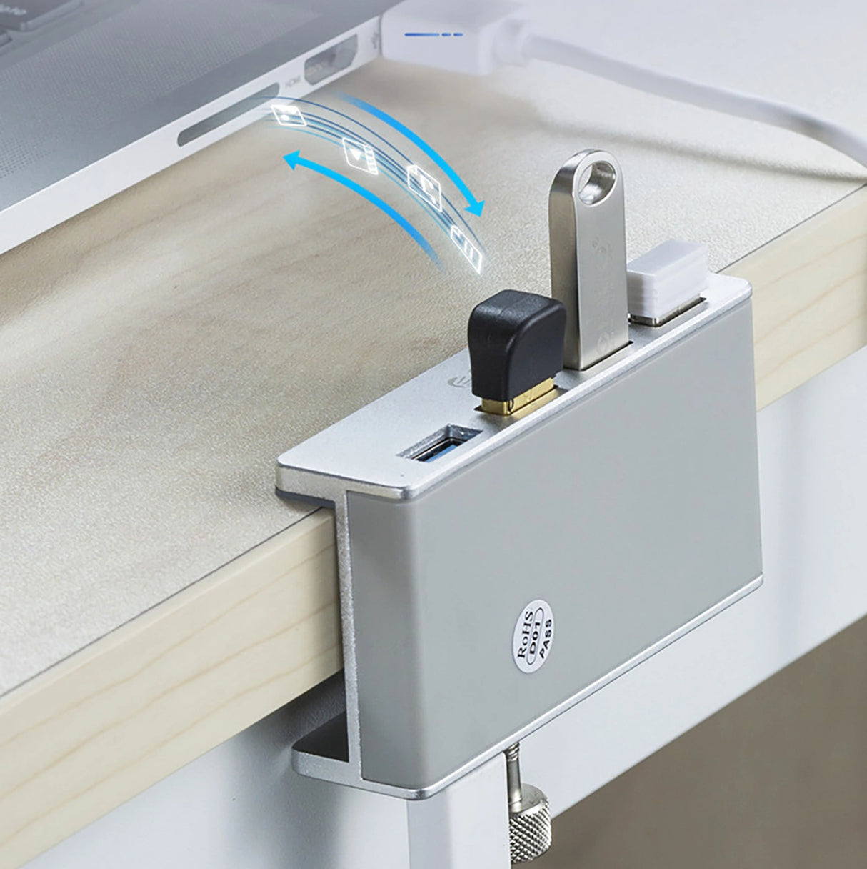 Orico MH4PU Hub Clamp-Mounted 4x USB-A 3.0 - Sølv