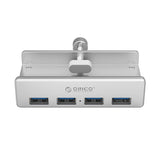 Orico MH4PU Hub Clamp-Mounted 4x USB-A 3.0 - Sølv
