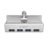 Orico MH4PU Hub Clamp-Mounted 4x USB-A 3.0 - Sølv