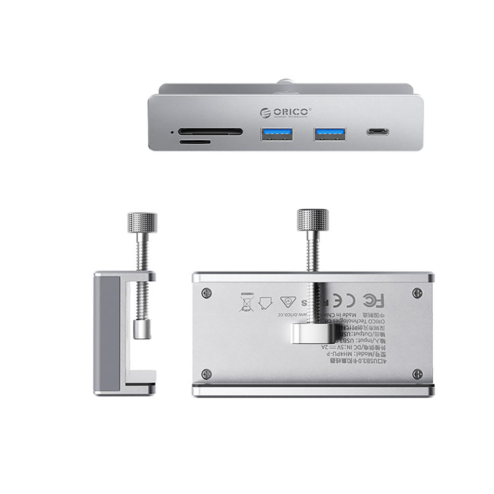Orico MH5PC Hub Clamp-Mounted USB-C / 2x USB-A 3.2 + 1x USB-C 3.2 + 1x SD&TF - Sølv