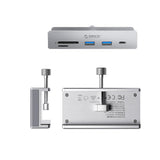 Orico MH5PC Hub Clamp-Mounted USB-C / 2x USB-A 3.2 + 1x USB-C 3.2 + 1x SD&TF - Sølv