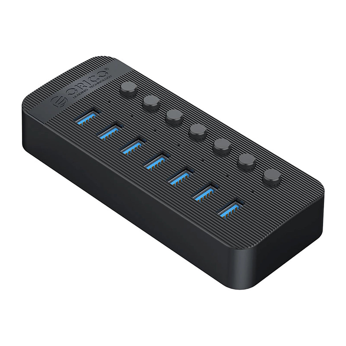 Orico CT2U3-7AB 7x USB-A 3.0 Hub med Switches - sort