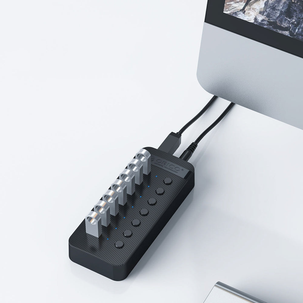 Orico CT2U3-13AB 13x USB-A 3.0 Hub med Switches - sort