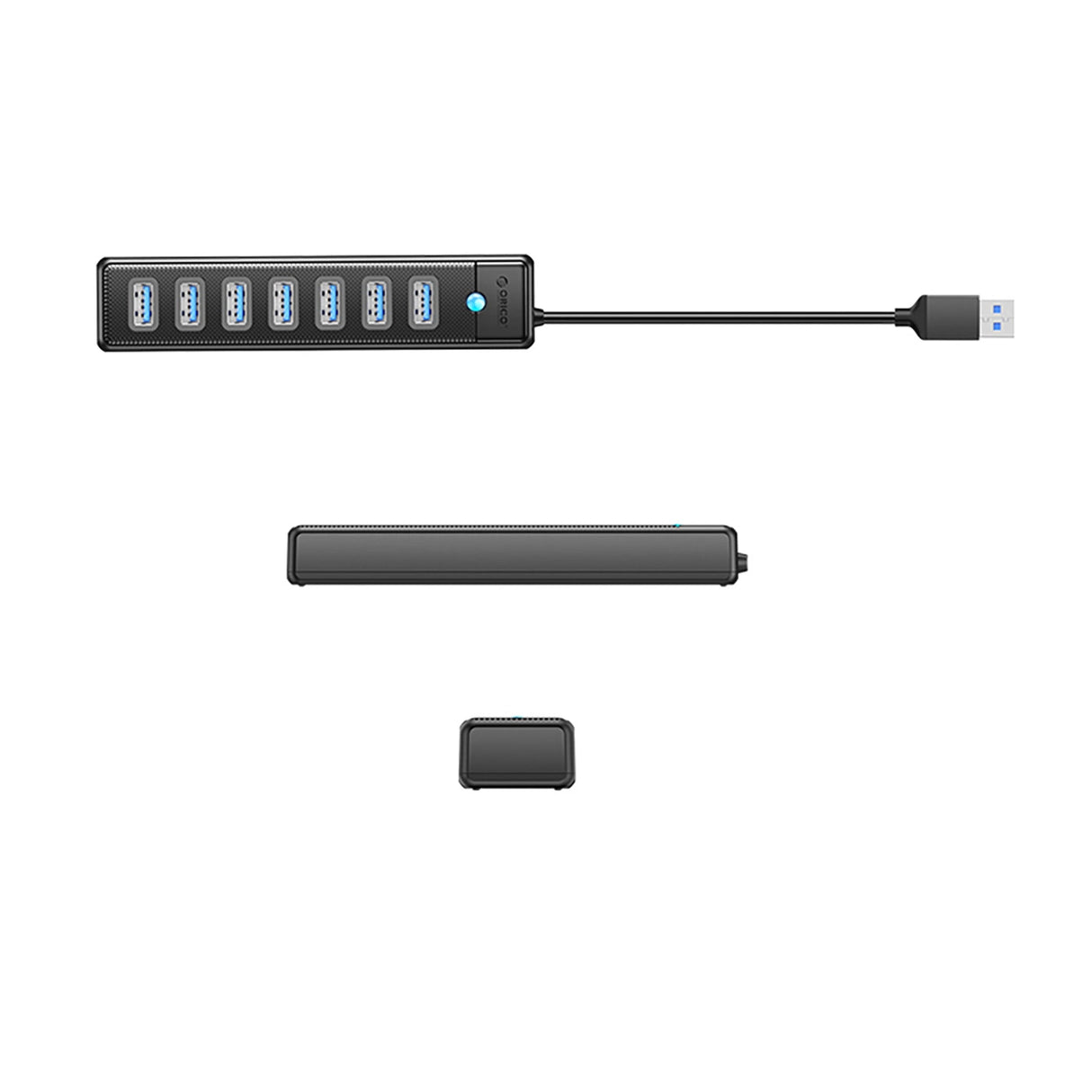 Orico PW7U-U3 hub 7x USB-A 3.0 + USB-C 5V/3A 1m - sort