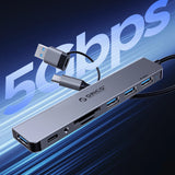 Orico YSA5-U3 USB-A/USB-C Hub Docking Station 3x USB-A 2.0 + 1x USB-A 3.0 - Grå