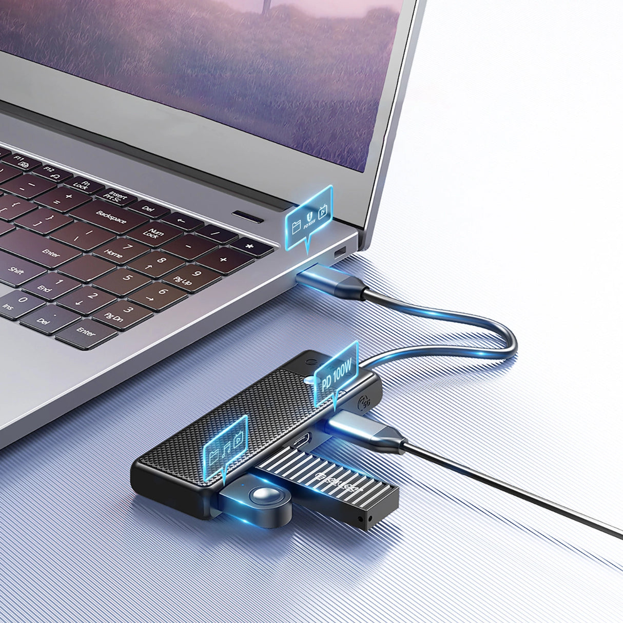 Hub USB-C Orico PAPW2AC-C3 docking station 2x USB-A 3.0 + 2x USB-C 3.0 - sort