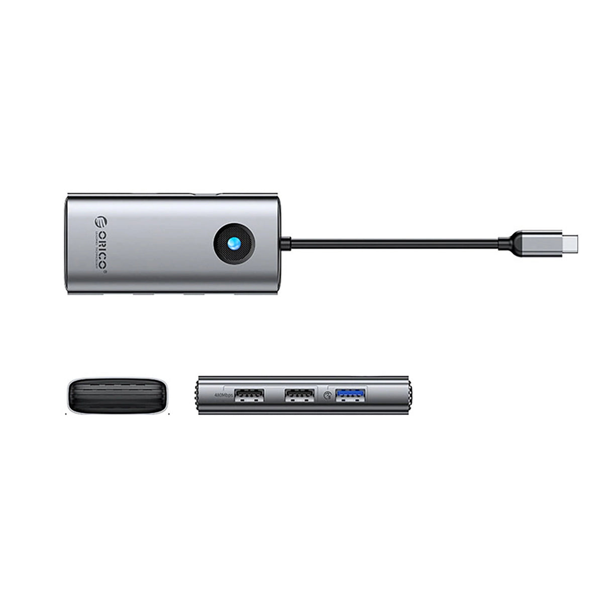 Orico PW11-5P USB-C Hub Docking Station 1x USB-A 3.0 + 2x USB-A 2.0 + 1x USB-C PD + 1x HDMI - Grå