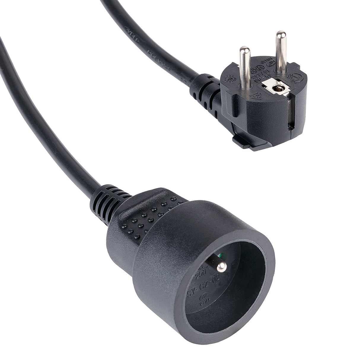 Hama standard 2m forlængerledning - sort
