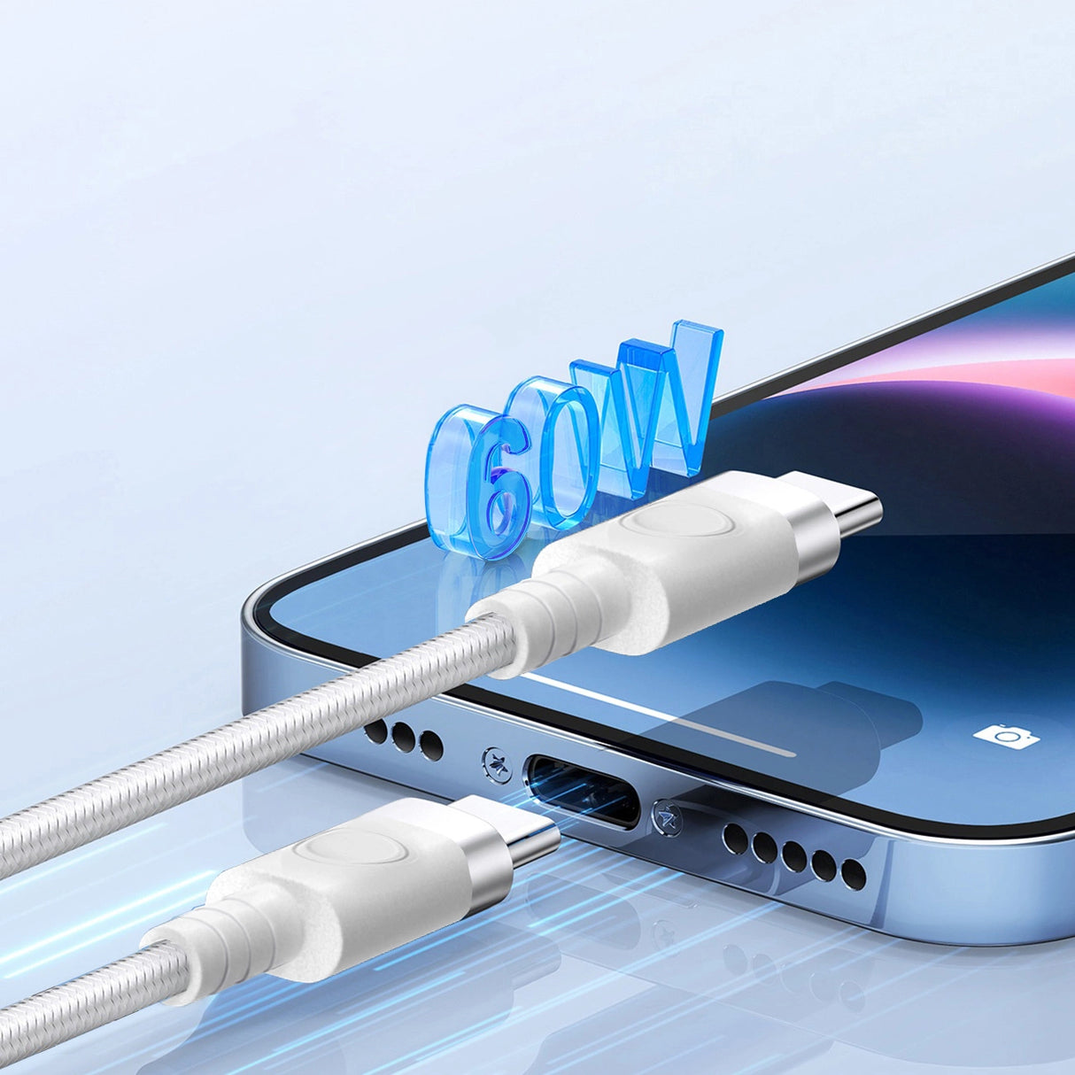 Orico CDX 60W 3A Power Delivery USB-C - USB-C 1m Kabel - Hvid