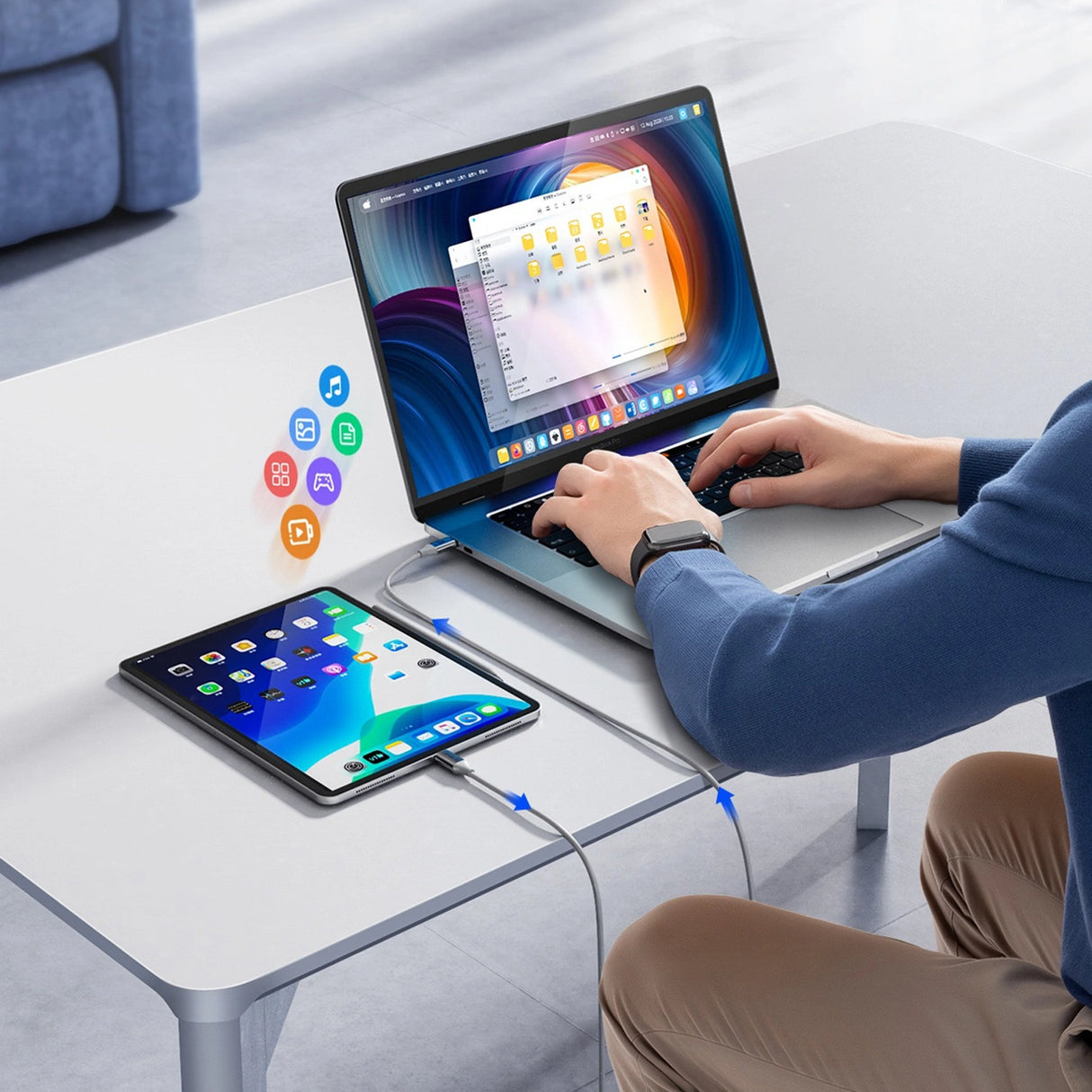 Orico CDX 60W 3A Power Delivery USB-C - USB-C 1m Kabel - Hvid