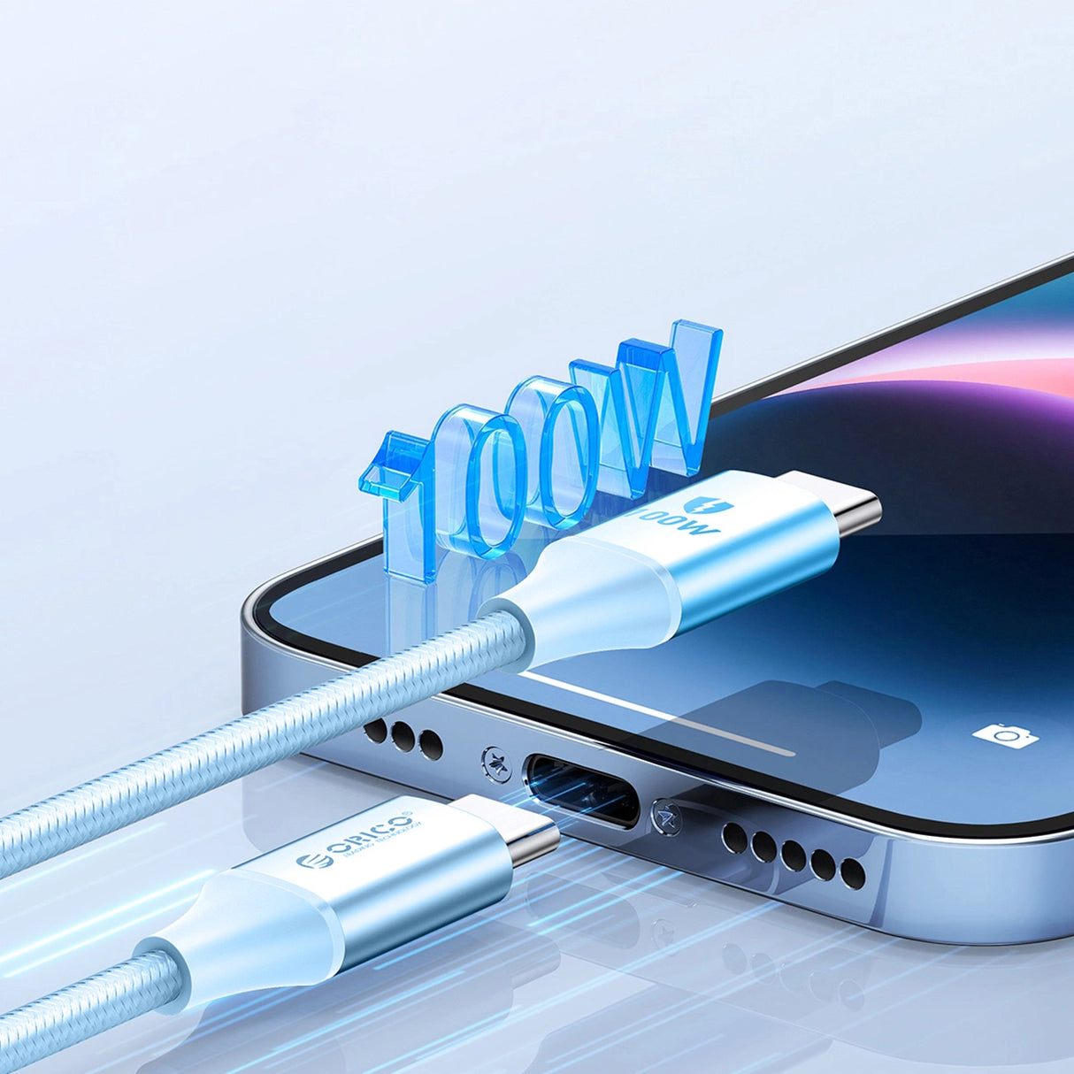 Orico CDX 100W 5A Power Delivery USB-C - USB-C kabel 1m - blå
