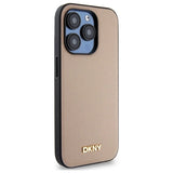DKNY Grained Metal Logo MagSafe iPhone 15 Pro Case - Beige