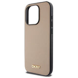 DKNY Grained Metal Logo MagSafe iPhone 15 Pro Case - Beige