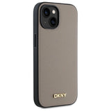 DKNY Grained Metal Logo MagSafe iPhone 15 Case - Beige