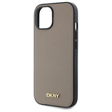DKNY Grained Metal Logo MagSafe iPhone 15 Case - Beige