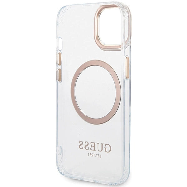 Guess Metal Outline MagSafe Case til iPhone 15 Plus / 14 Plus - Guld
