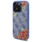 Guess 4G Flowers Print MagSafe-hylster til iPhone 16 Pro - blå