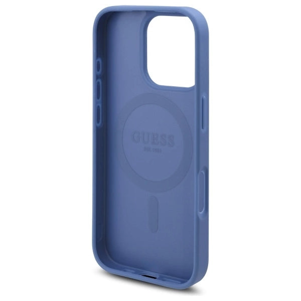 Guess 4G Flowers Print MagSafe-hylster til iPhone 16 Pro - blå