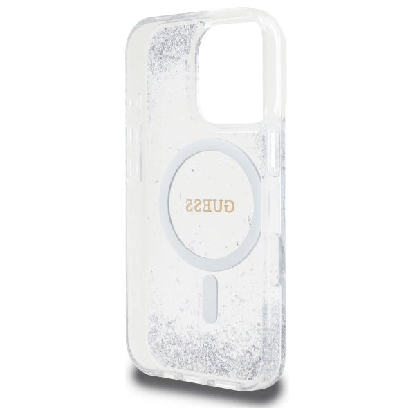 Guess Resin Gradient Glitter MagSafe-hylster til iPhone 16 Pro - sølv